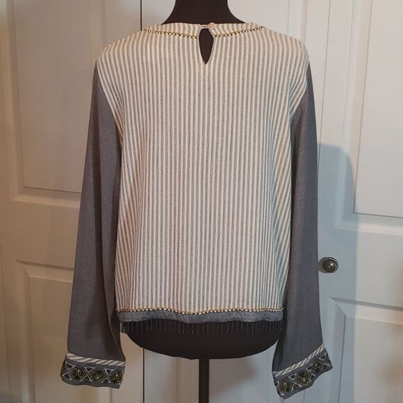 FAITH by Celia Forrester Casual Pinstriped Bead Top - Picture 6 of 9